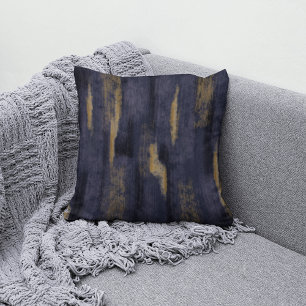 Abstract Soft Hues Deep Blue & Gold Throw Pillow