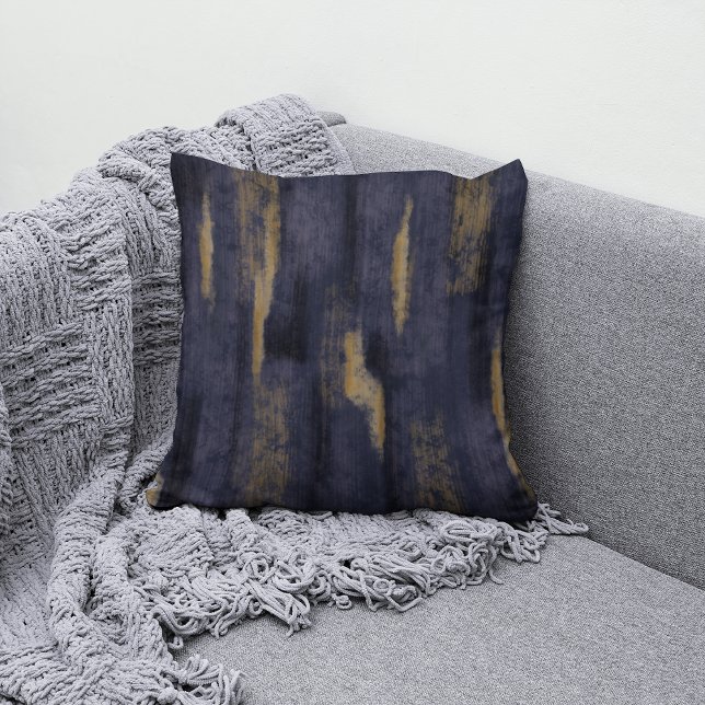 Abstract Soft Hues Deep Blue & Gold Throw Pillow (Creator Uploaded)
