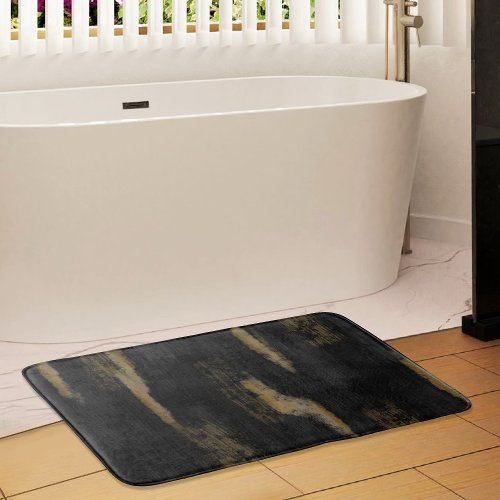 Abstract Soft Hues Deep Charcoal  Gold Bath Mat