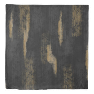 Abstract Soft Hues Deep Charcoal & Gold Duvet Cover