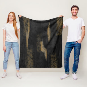 Abstract Soft Hues Deep Charcoal & Gold Fleece Blanket