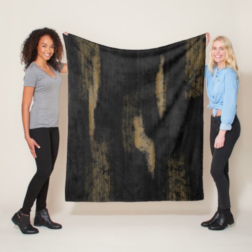 Abstract Soft Hues Deep Charcoal  Gold Fleece Blanket