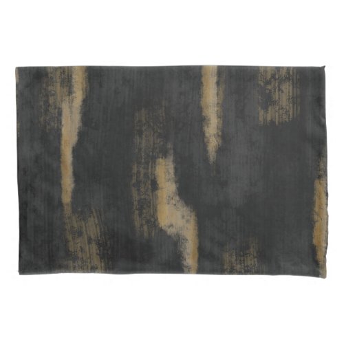 Abstract Soft Hues Deep Charcoal  Gold Pillow Case