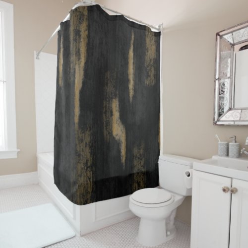 Abstract Soft Hues Deep Charcoal  Gold Shower Curtain