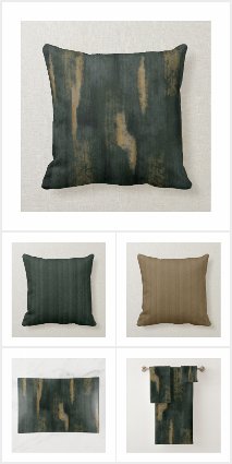 Abstract Soft Hues Deep Green & Gold Collection