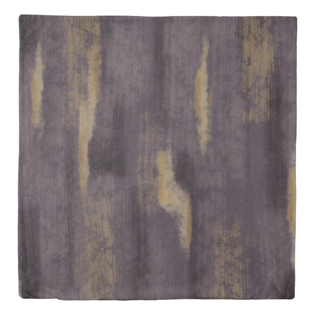 Abstract Soft Hues Deep Plum & Gold Duvet Cover (Front)