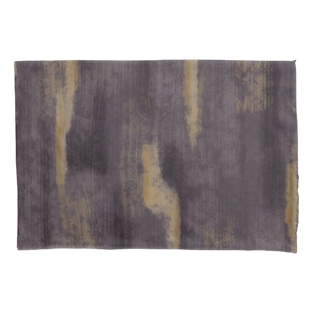 Abstract Soft Hues Deep Plum & Gold Pillow Case (Front-Left)