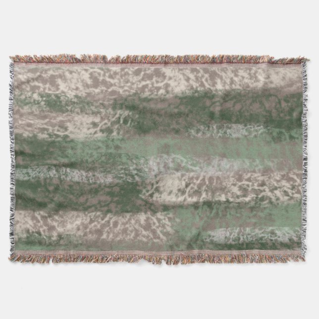 Abstract Soft Hues Gray Beige Green Throw Blanket (Front)