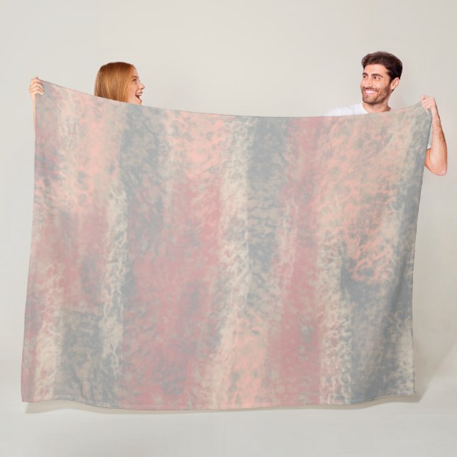 Abstract Soft Hues Gray Beige Pink Fleece Blanket (In Situ)