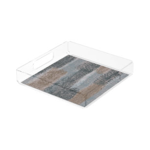 Abstract Soft Hues Gray Beige Steel Blue & Brown Acrylic Tray