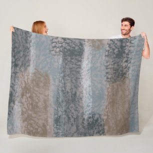 Abstract Soft Hues Gray Beige Steel Blue & Brown Fleece Blanket