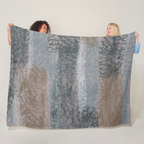 Abstract Soft Hues Gray Beige Steel Blue  Brown Fleece Blanket