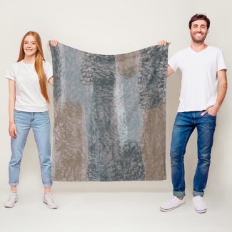 Abstract Soft Hues Gray Beige Steel Blue & Brown Fleece Blanket