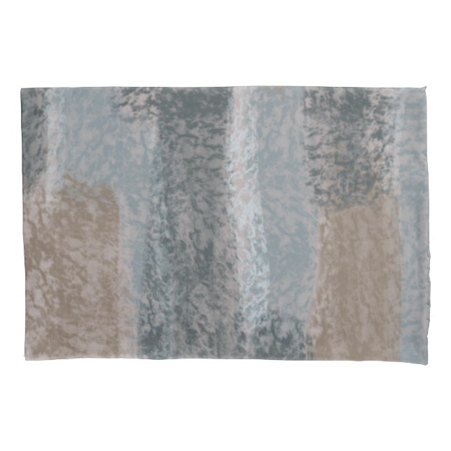 Abstract Soft Hues Gray Beige Steel Blue & Brown Pillow Case (Front-Left)