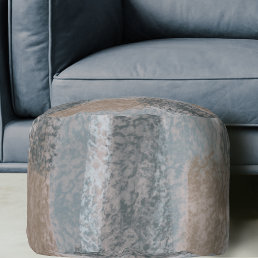 Abstract Soft Hues Gray Beige Steel Blue &amp; Brown Pouf