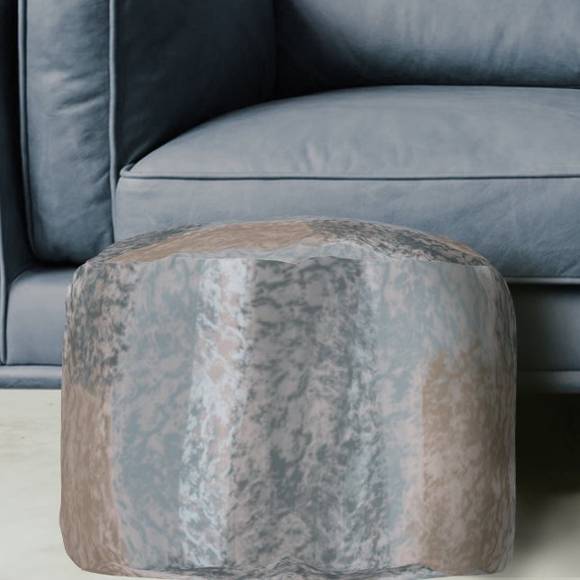 Abstract Soft Hues Gray Beige Steel Blue & Brown Pouf (Creator Uploaded)