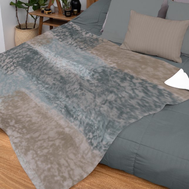 Abstract Soft Hues Gray Beige Steel Blue & Brown Sherpa Blanket (Creator Uploaded)