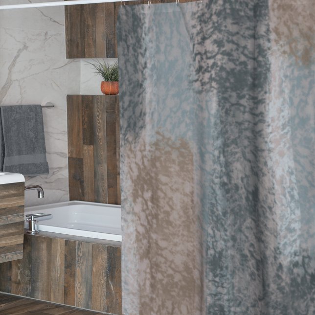 Abstract Soft Hues Gray Beige Steel Blue & Brown Shower Curtain (Creator Uploaded)