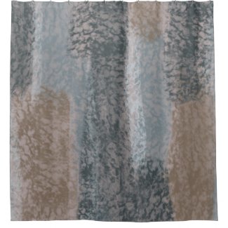 Abstract Soft Hues Gray Beige Steel Blue & Brown Shower Curtain