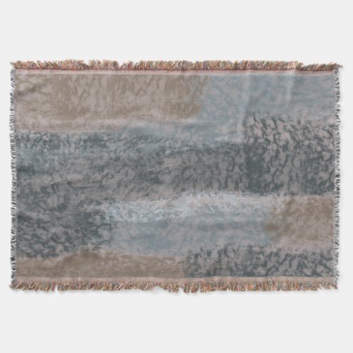 Abstract Soft Hues Gray Beige Steel Blue  Brown Throw Blanket