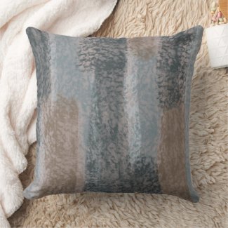 Abstract Soft Hues Gray Beige Steel Blue & Brown Throw Pillow