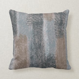 Abstract Soft Hues Gray Beige Steel Blue & Brown Throw Pillow