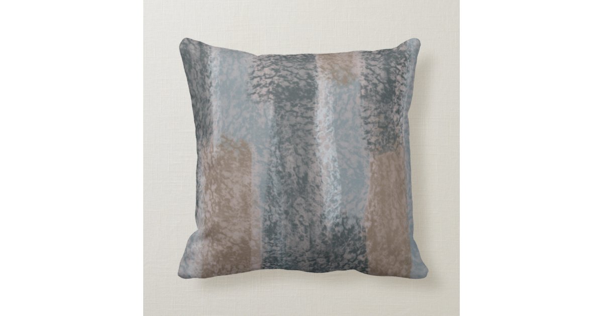 Abstract Soft Hues Gray Beige Steel Blue & Brown Throw Pillow