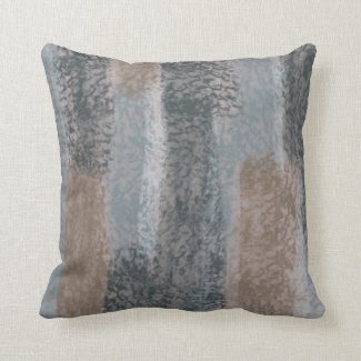 Abstract Soft Hues Gray Beige Steel Blue & Brown Throw Pillow