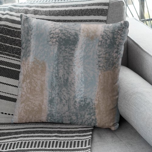 Abstract Soft Hues Gray Beige Steel Blue  Brown Throw Pillow