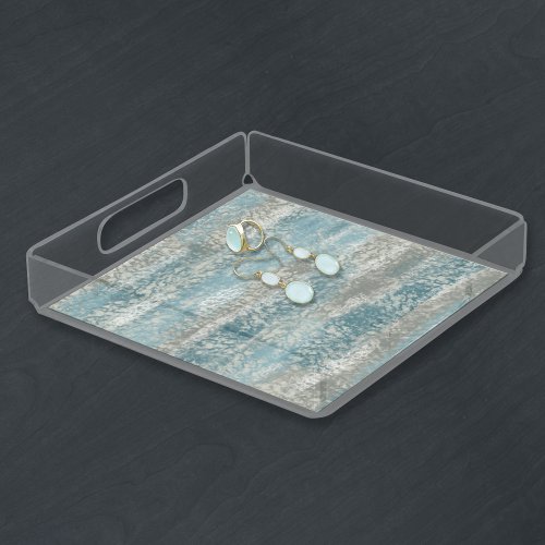 Abstract Soft Hues Gray Teal Acrylic Tray