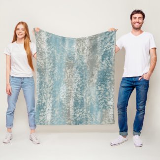 Abstract Soft Hues Gray Teal Fleece Blanket