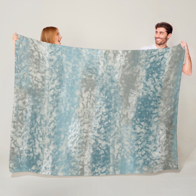 Abstract Soft Hues Gray Teal Fleece Blanket (In Situ)