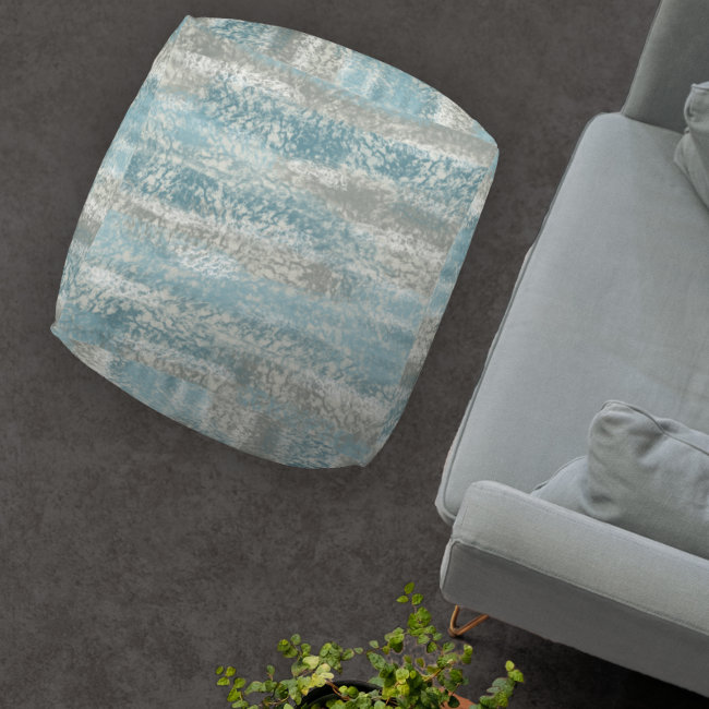 Abstract Soft Hues Gray Teal Pouf