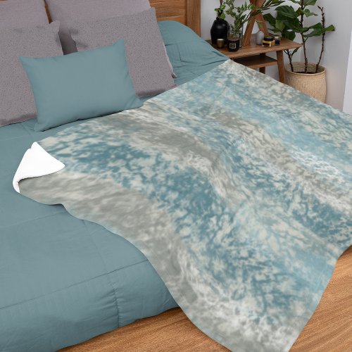 Abstract Soft Hues Gray Teal Sherpa Blanket