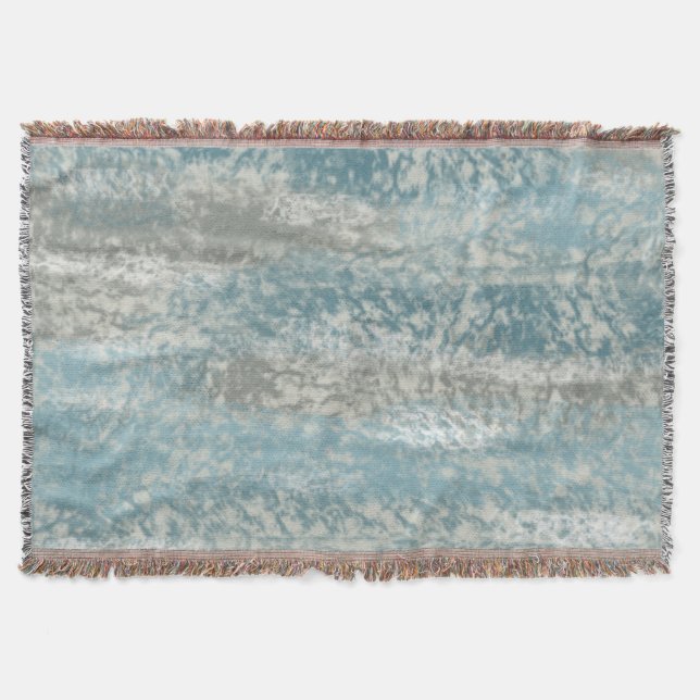 Abstract Soft Hues Gray Teal Throw Blanket (Front)