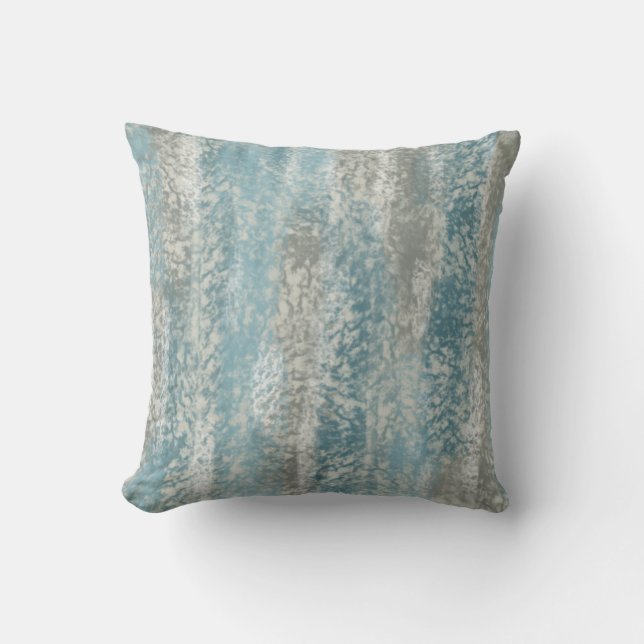 Abstract Soft Hues Gray Teal Throw Pillow (Front)