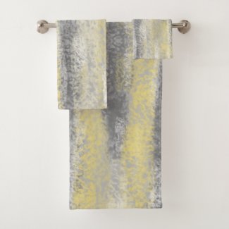 Abstract Soft Hues Gray Yellow Bath Towel Set