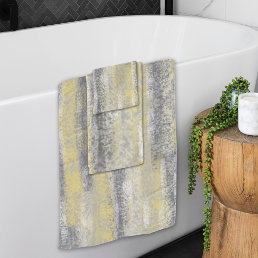 Abstract Soft Hues Gray Yellow Bath Towel Set