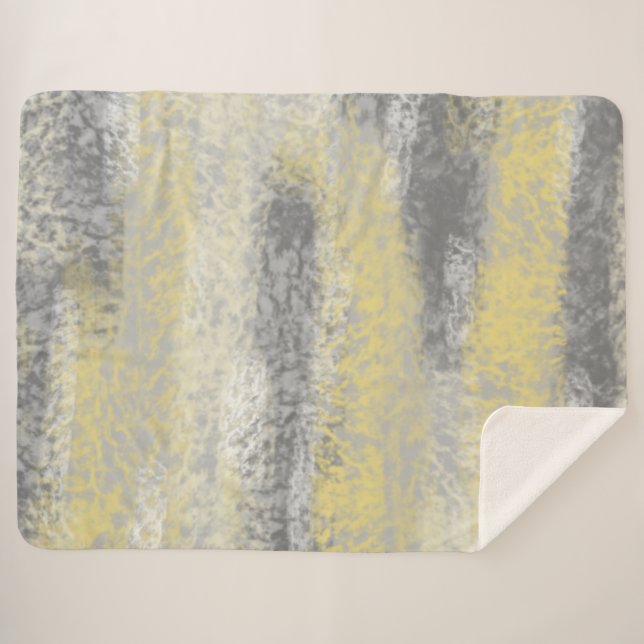 Abstract Soft Hues Gray Yellow Sherpa Blanket (Front (Horizontal))