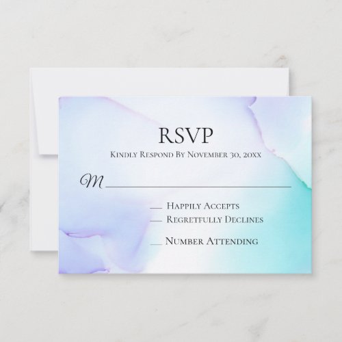  Abstract Soft Lavender Mint Wedding RSVP