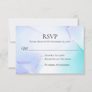 *~* Abstract Soft Lavender Mint Wedding RSVP Card