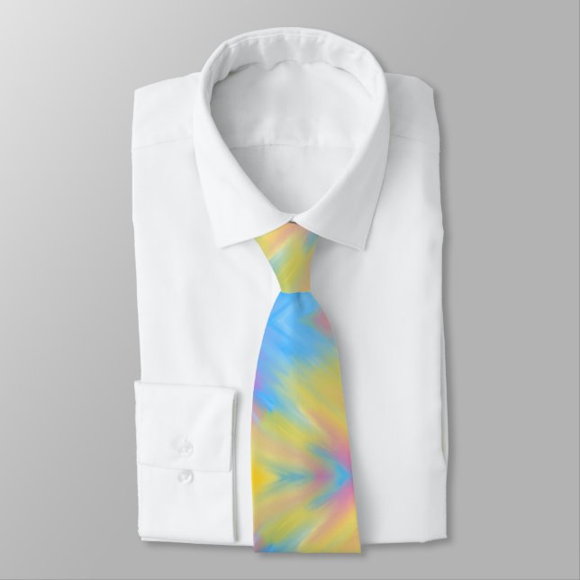 Abstract soft pastel blending holographic ink neck tie (Tied)