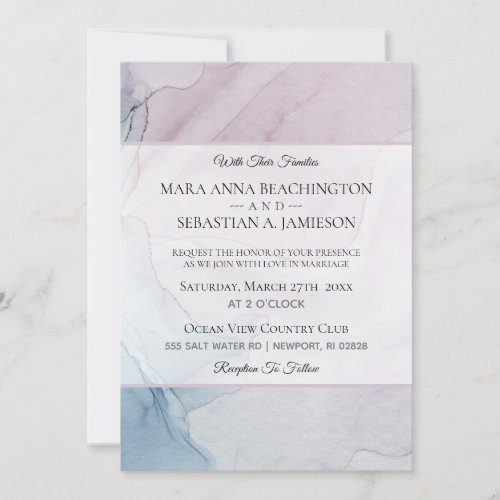 *~* Abstract Soft Pastel Dusty Rose Pink Blue Invitation