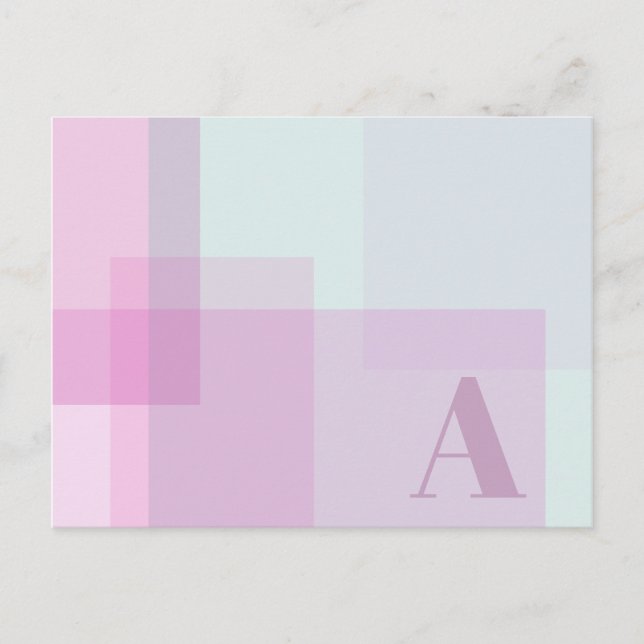 Abstract Soft Purple Pink Mauve Colors Monogram Postcard (Front)