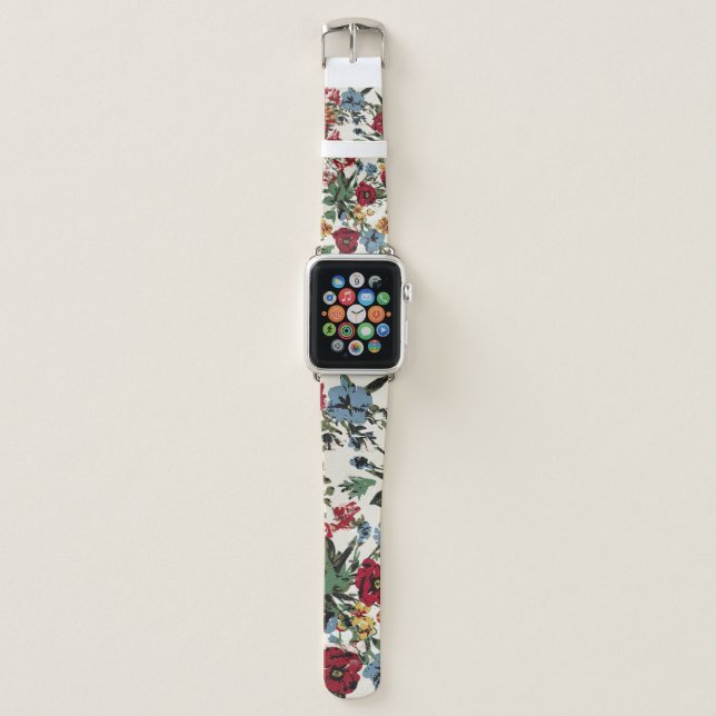 Abstract solid flowers arrangement, all over desig apple watch band (Front)