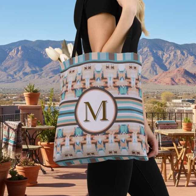 Abstract Southwest Blue and Brown Tote Bag (Creator Uploaded)