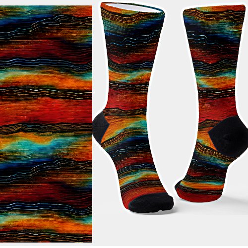Abstract Southwest Hombre Stripe Socks
