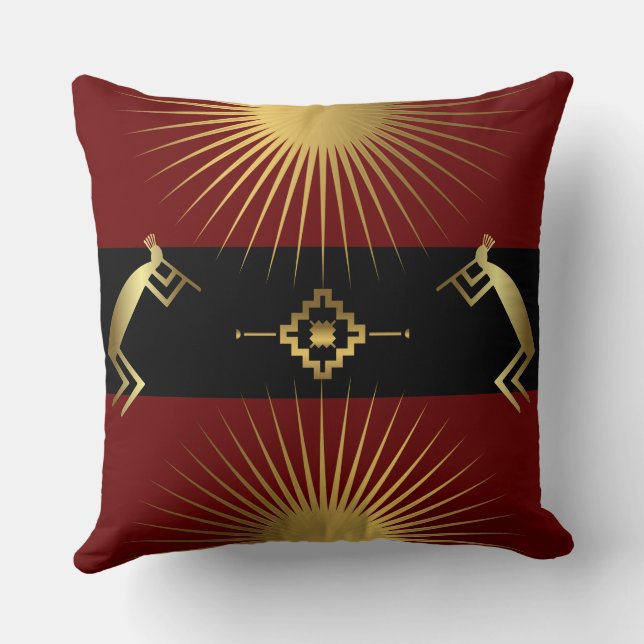 Abstract Southwest Kokopelli Throw Pillow (Back)