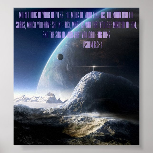 Abstract Space 24" x 24" Poster with Psalms 8:3-4 (Front)