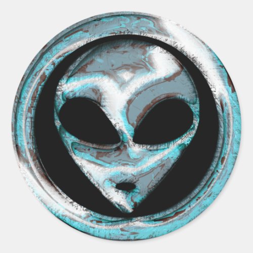Abstract Space Alien Head Classic Round Sticker